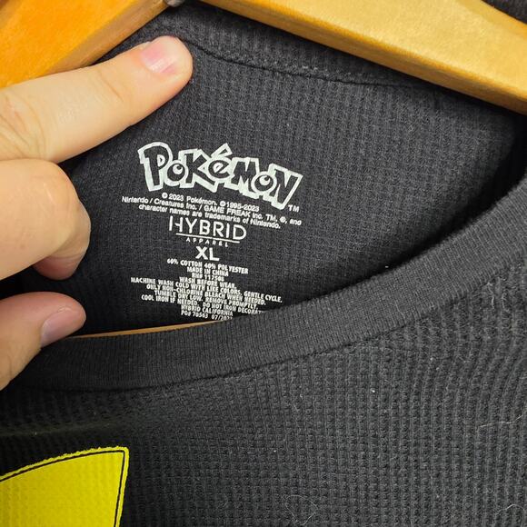 Hybrid Apparel Pokemon Pikachu Graffiti Print Waffle Long Sleeve, Mens, XL - Picture 3 of 5